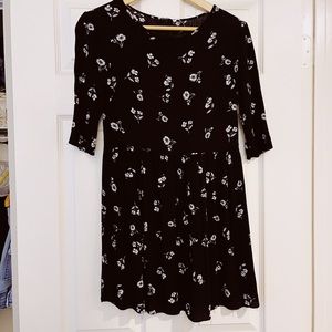 Black floral mini dress